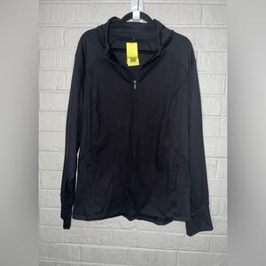 NWT ALL IN MOTION women’s Full Zip Jacket Black Plus Size 3X ✨
